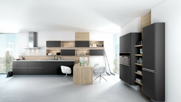 idee couleur cuisine moderne meubles bois