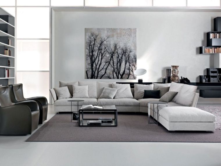 déco salon gris clair mobilier design