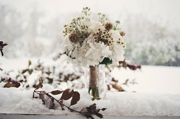 décoration mariage hiver vase fleurs