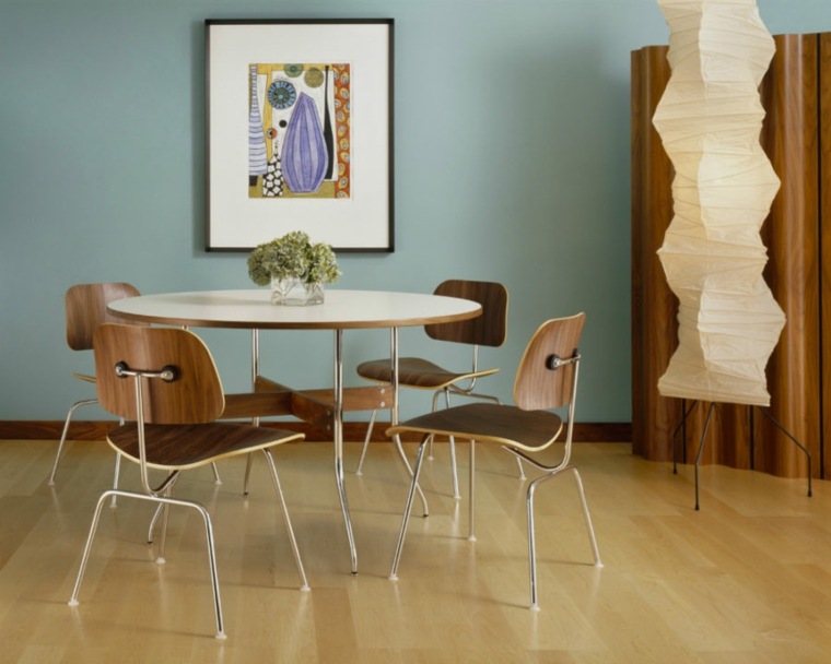 chaise contreplaqué bois design salle à manger décorer mur tableau