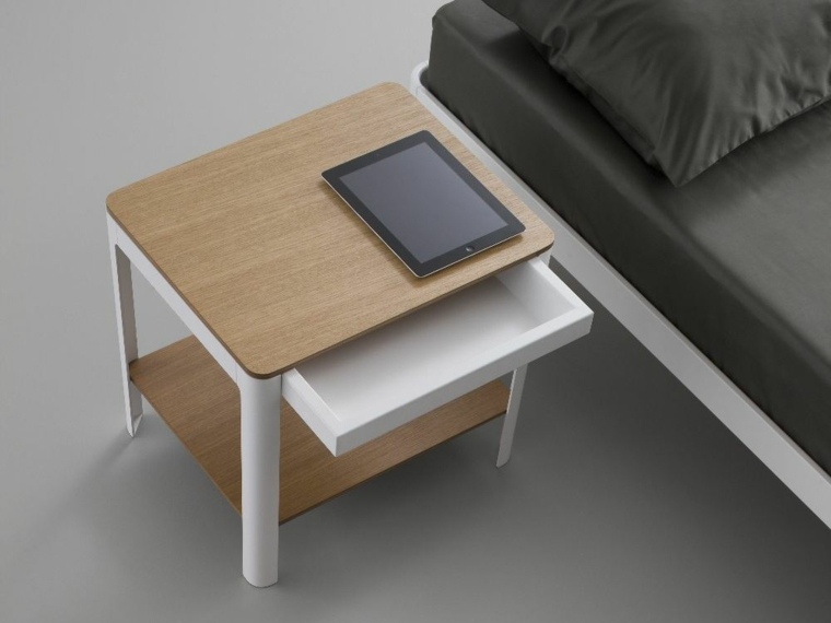 meuble bois design table chevet icarraro
