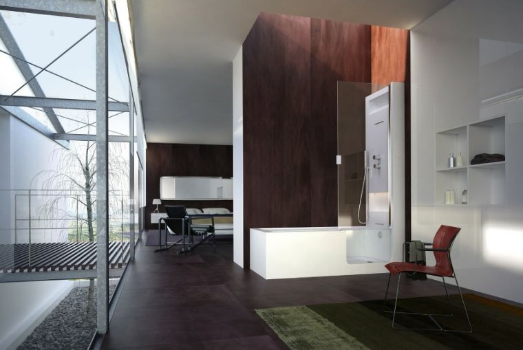 photos salle de bain mur bois moderne