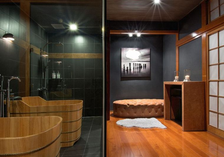 salle de bain chalet montagne baignore japonais
