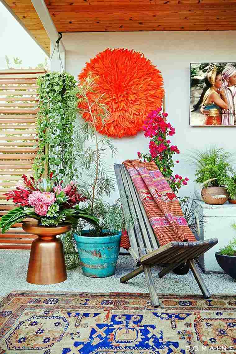 déco vintage extérieur idée mur plantes décorer espace 