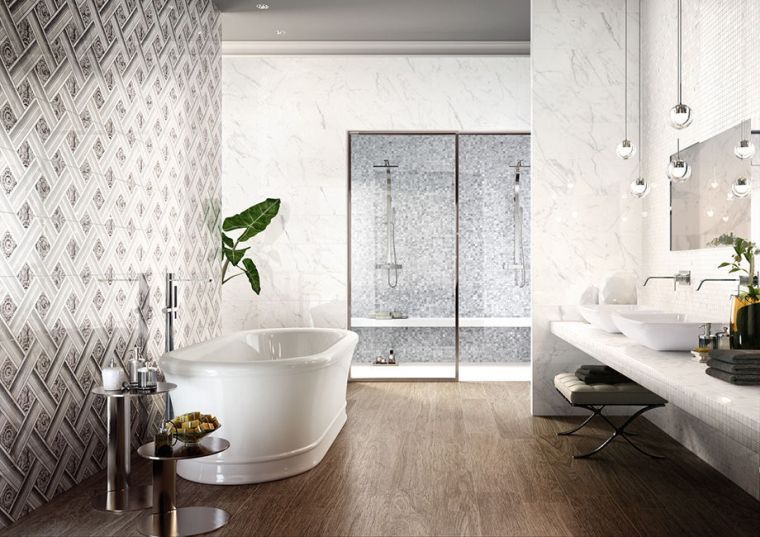 modele carreaux salle de bains mur design moderne