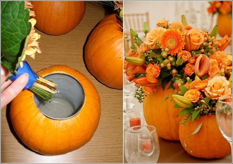 déco automne citrouille vase diy idée fleurs décorer espace 