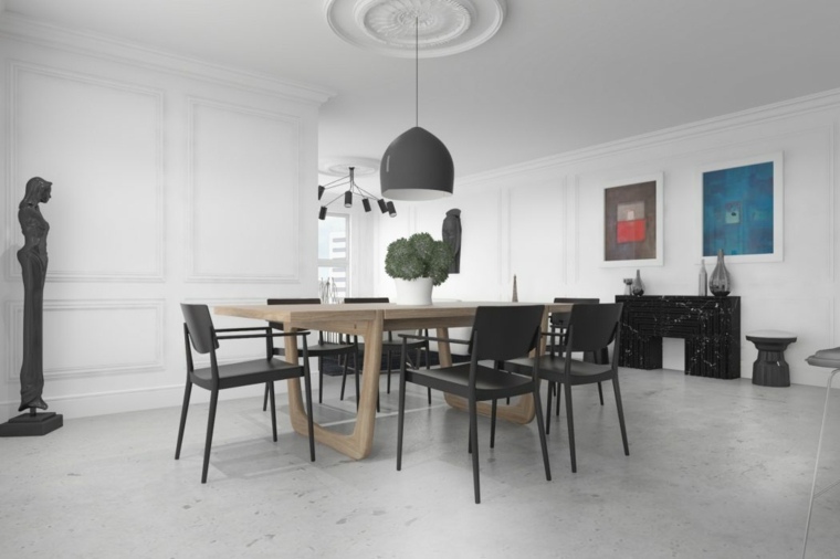 salle à manger moderne table à manger bois chaise intérieur luminaire salle design