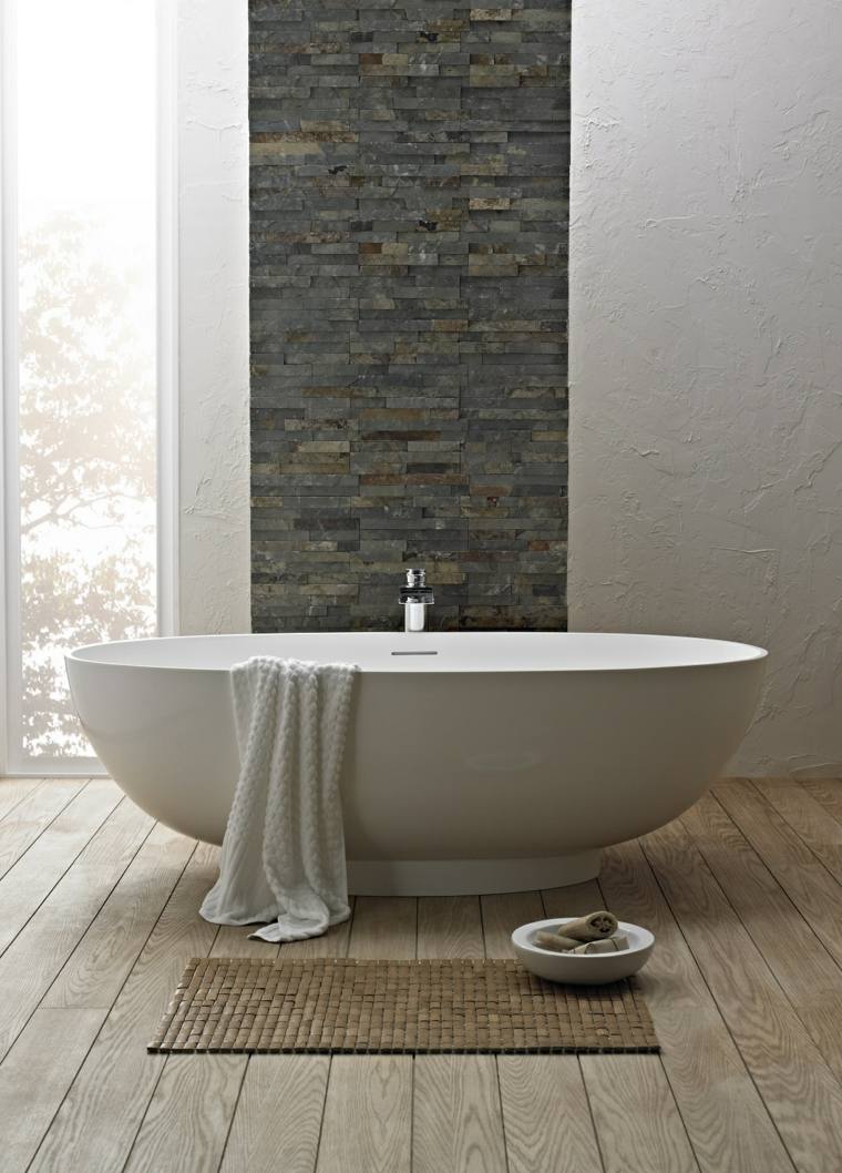 déco pierre et bois idee salle de bain rustique moderne