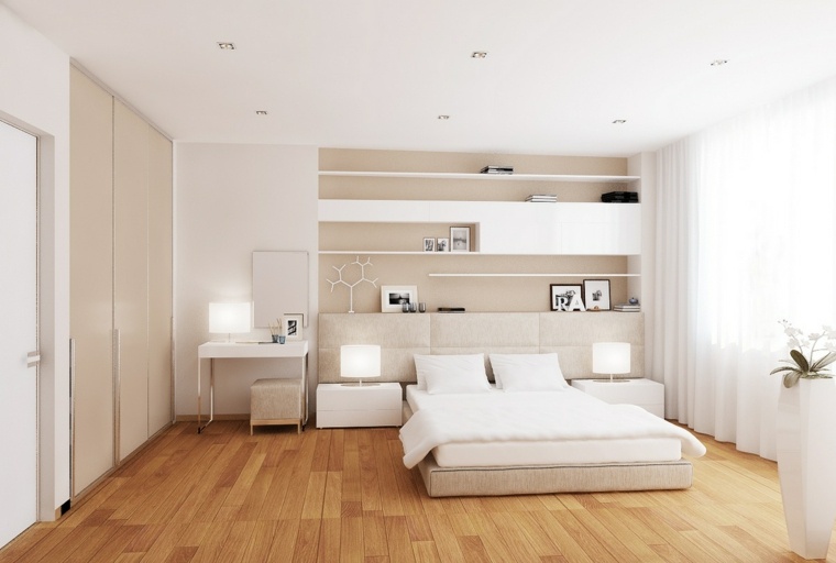 intérieur blanc design chambre à coucher lit aménager idée design