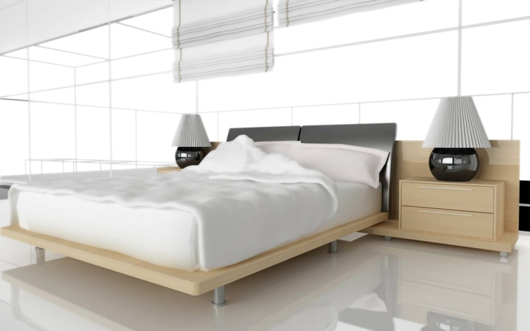 lit design chambre tête de lit bois idée parquet laqué chambre meuble design