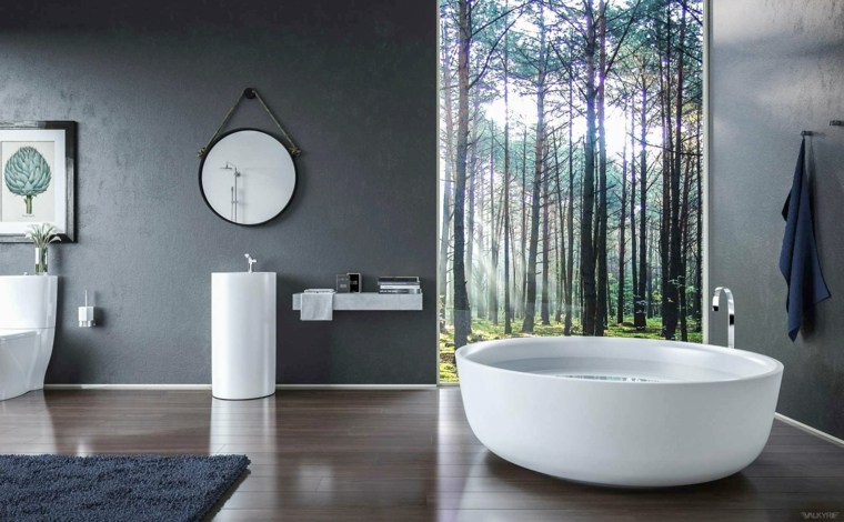 salle de bains design baignoire miroir idée décorer