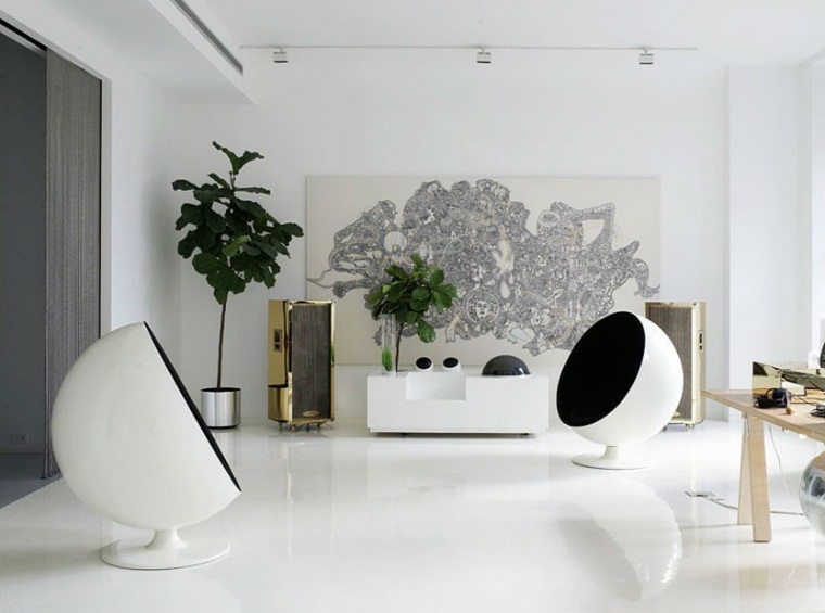 intérieur moderne design fauteuil déco plantes