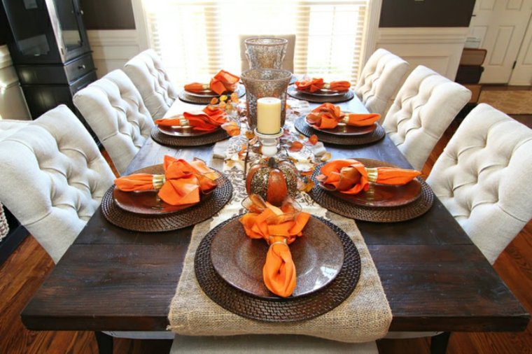 décorer espace idée table à manger orange bois salle à manger