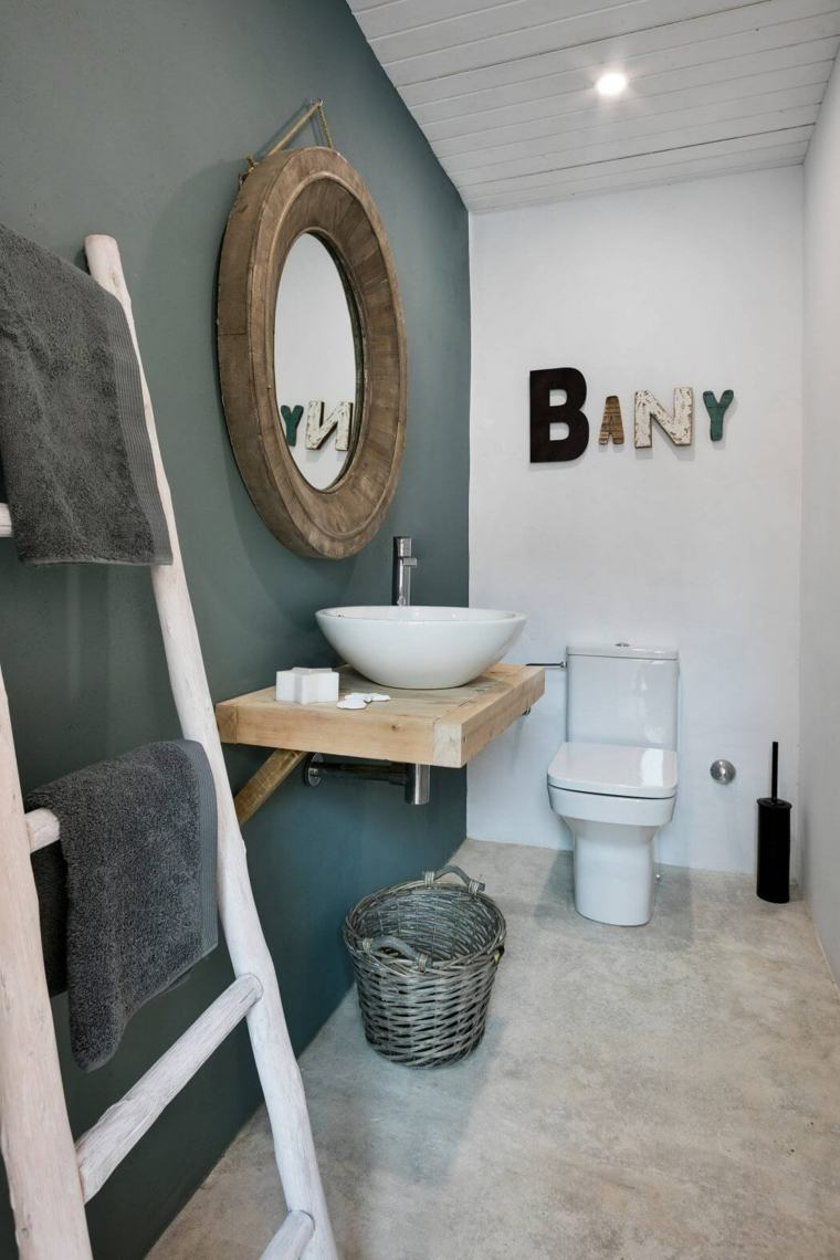 salle de bain rustique miroir cadre meuble petite salle de bains toilettes