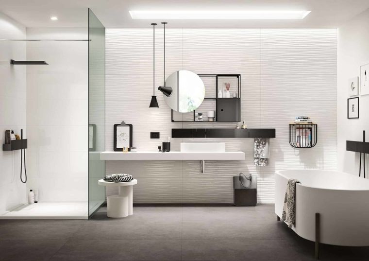 salle de bains design moderne douche verre 