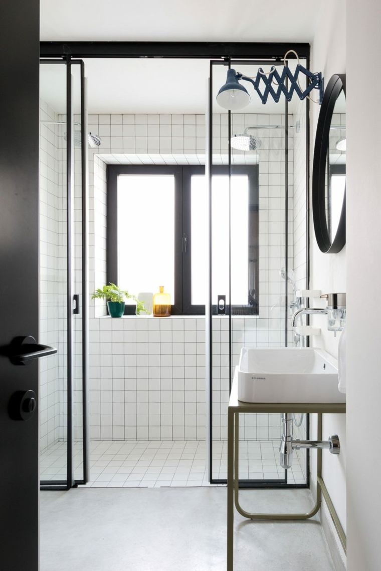 salle de bains design moderne cabine de douche miroir 