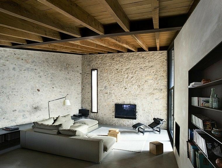 style campagnard moderne mur bois pierre