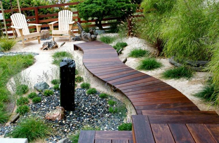allee jardin design bois terrasse exterieur paysager