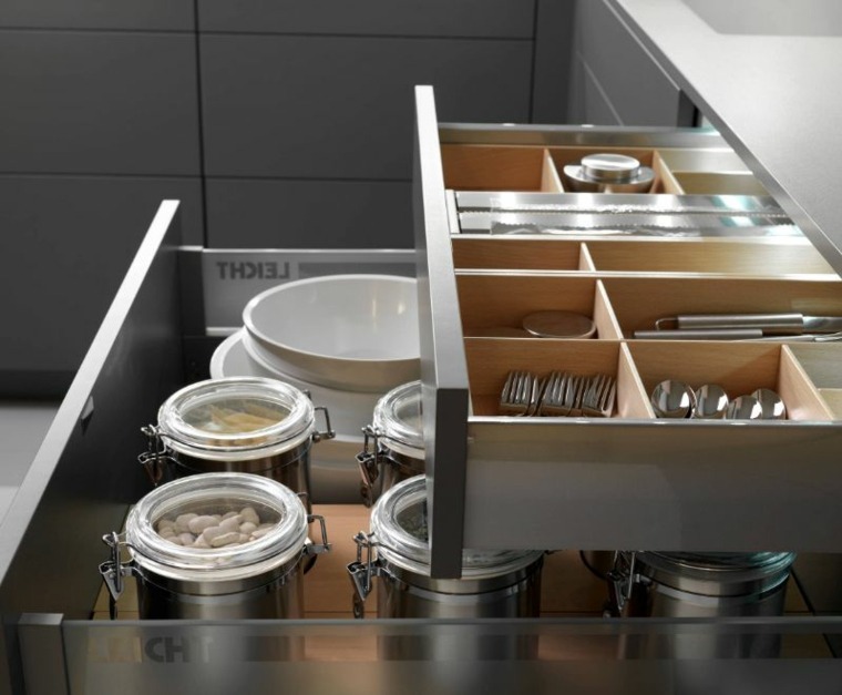 modèle de cuisine fonctionnelle organisation tiroir rangement