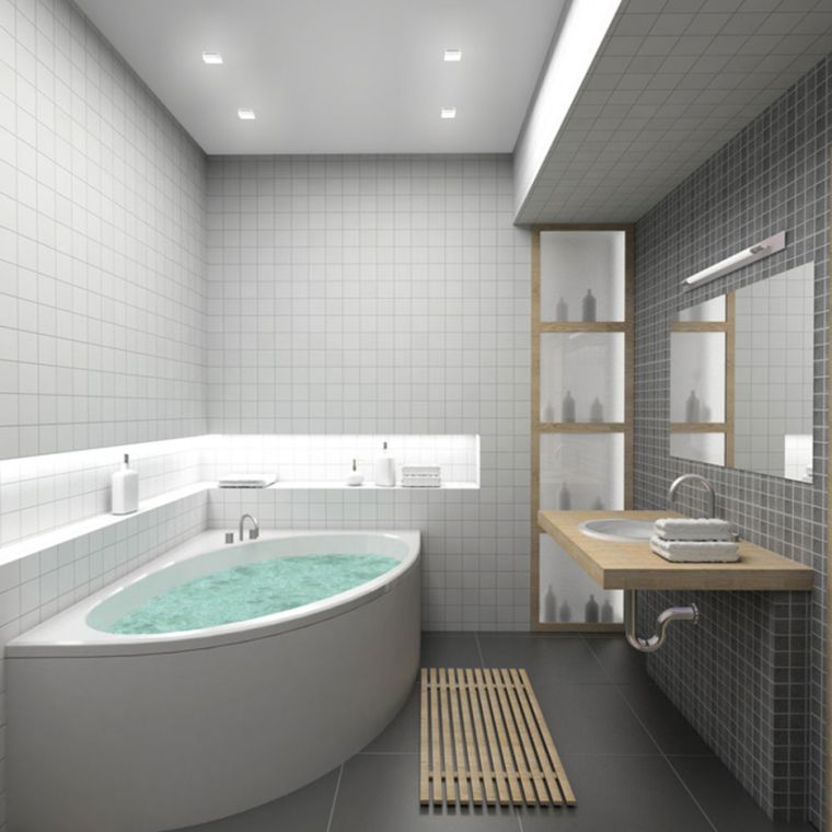 carrelages salle de bain grise clair deco zen