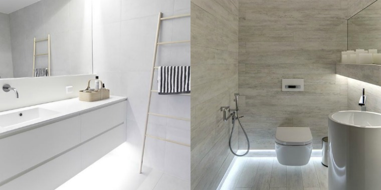 salle de bains blanche design intérieur idée baignoire carrelage salle de bains