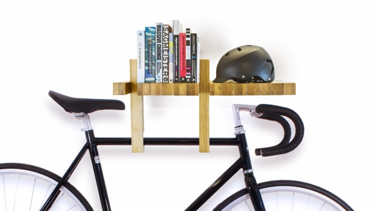 étagère bois intérieur idée ranger vélo gain d'espace solution