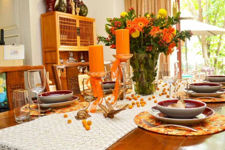 mettre la table évènement familial couleurs automne