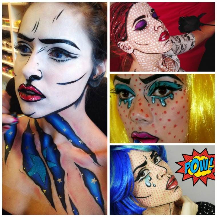 pop art maquillage halloween effet bande dessinée filles