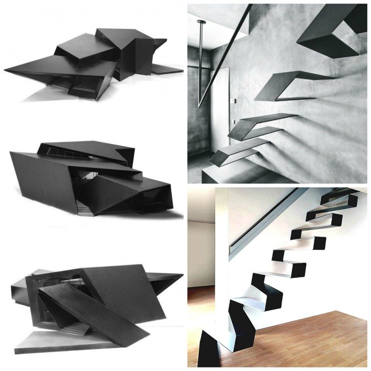 rampe escalier intérieur moderne design blanc noir