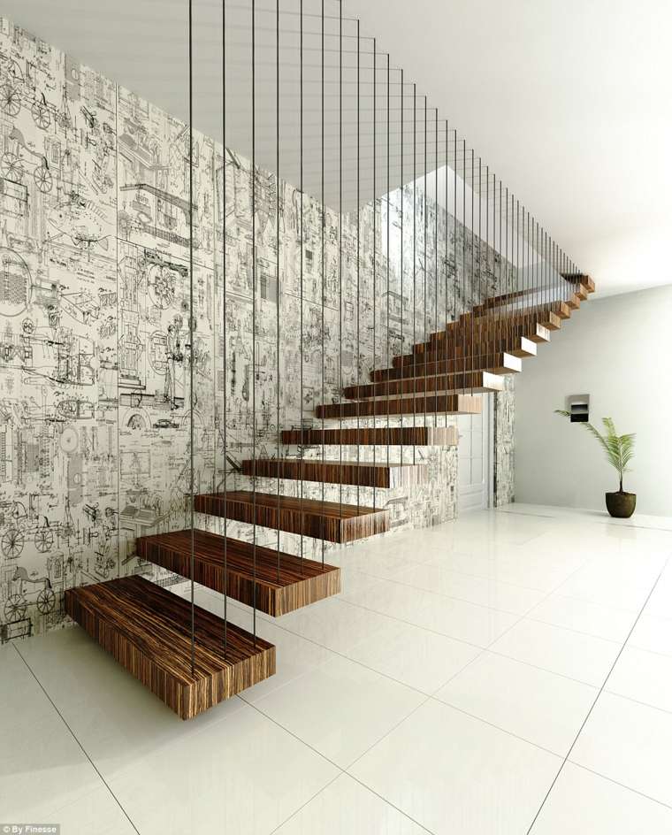 rampe escalier moderne bois blanc