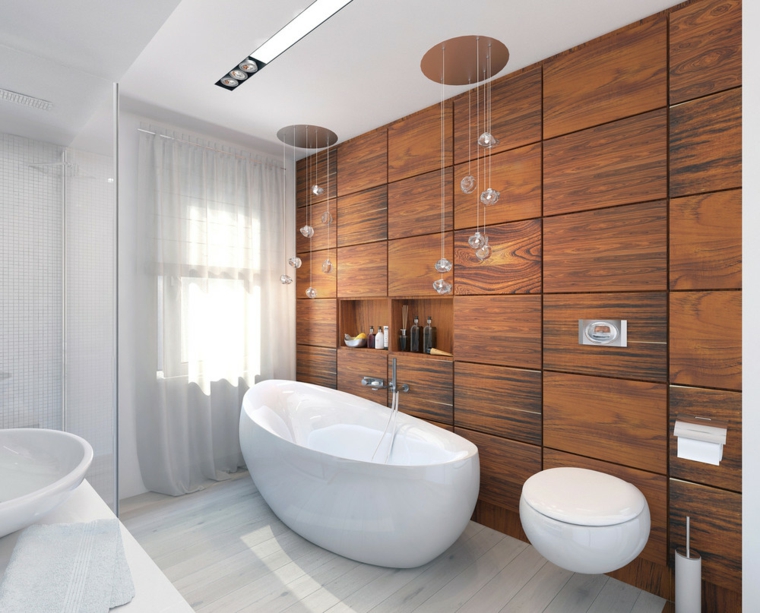 salle de bain blanche et bois design Natalia Chibiryak