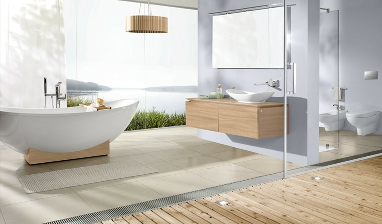 salle de bain blanche et bois moderne design