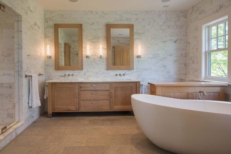 salle de bain déco campagne ambiance moderne meuble vasque bois