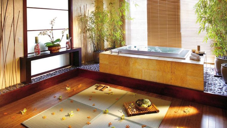 salle de bain déco zen ambiance spa accessoires bois