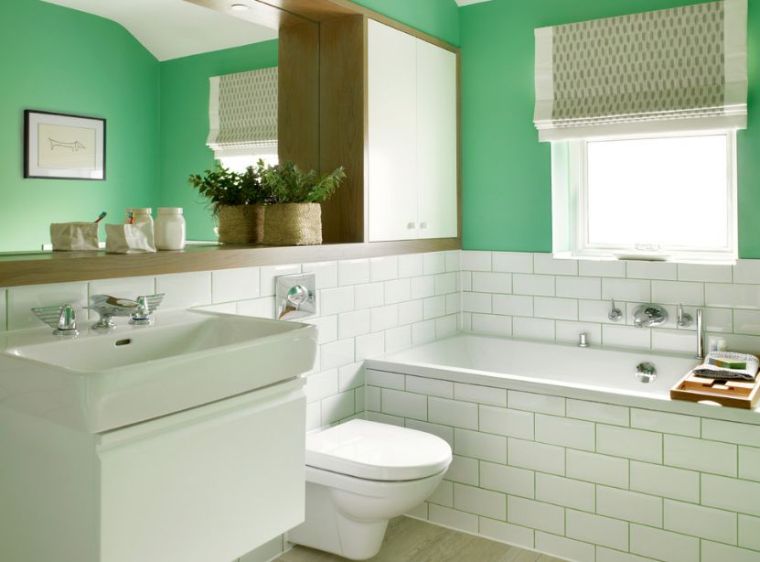 salle de bain tendance couleur deco meuble bois