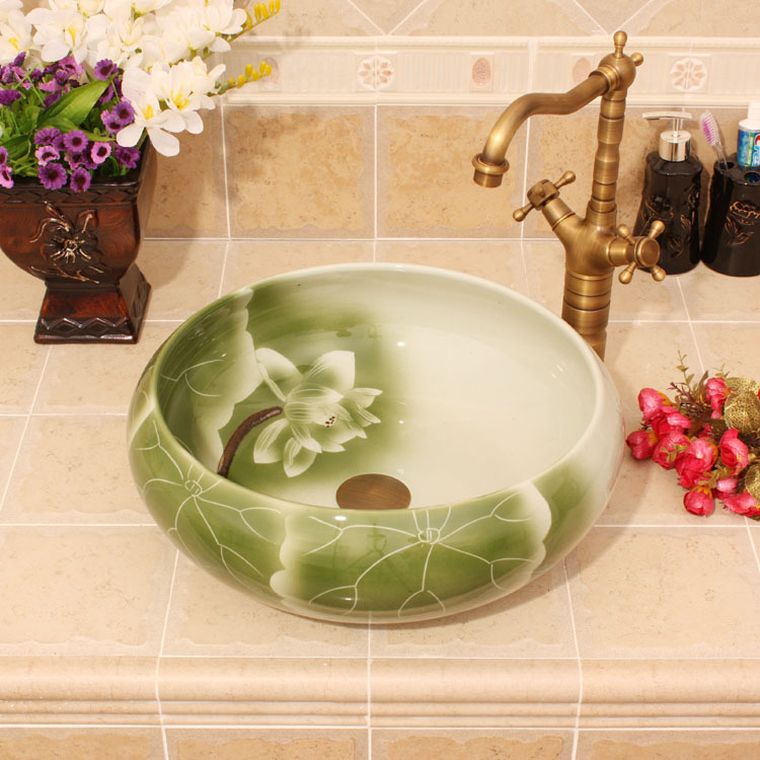 vasque design rustique peinture lavabo rond
