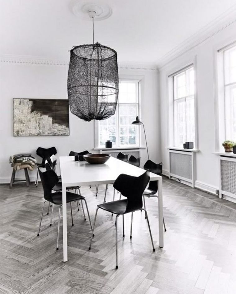 chaise scandinave noir salon salle à manger table rectangulaire