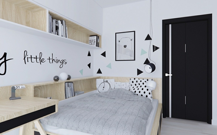 design chambre à coucher enfant meuble bois déco mur lit cadre rangement