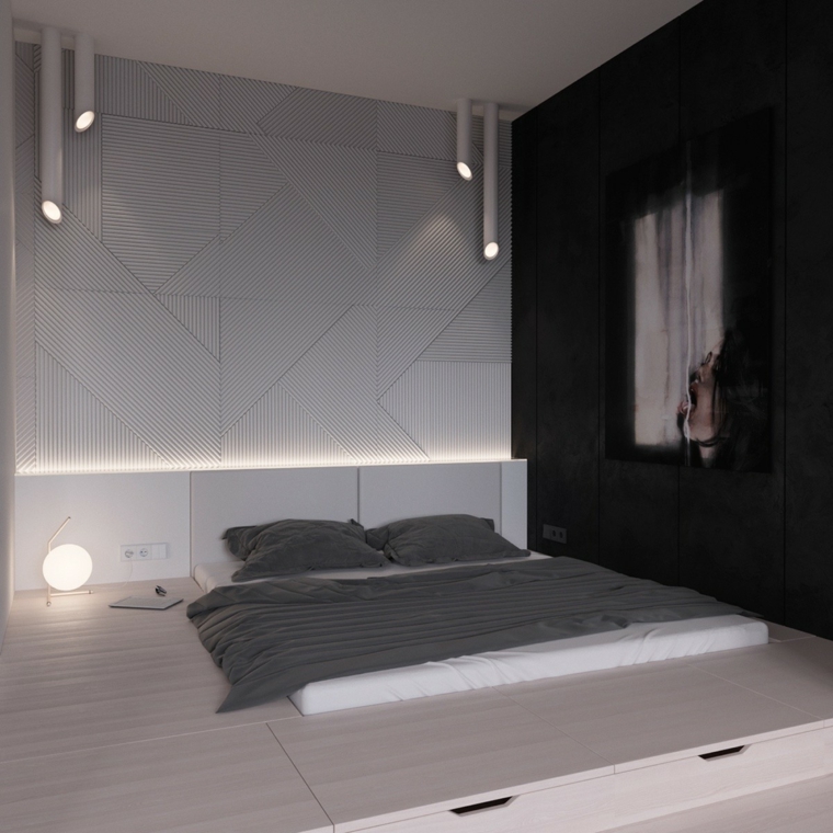 intérieur chambre à coucher design moderne luminaire lit idées