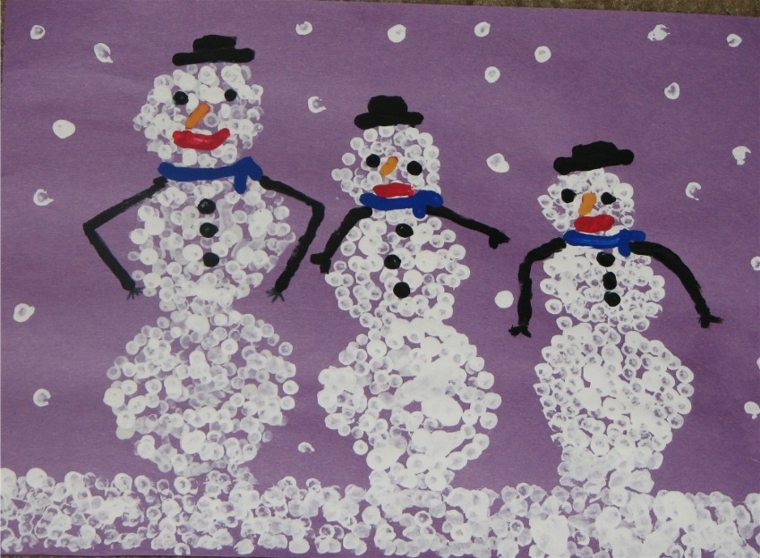 bonshommes de neige dessin idée décorer mur noël