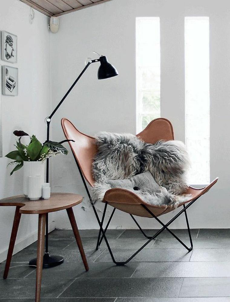 fauteuil cuir amenagement coin lecture style scandinave