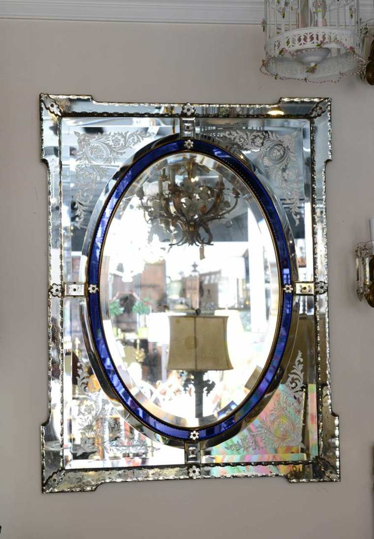 miroir vénitien verre métal bleu