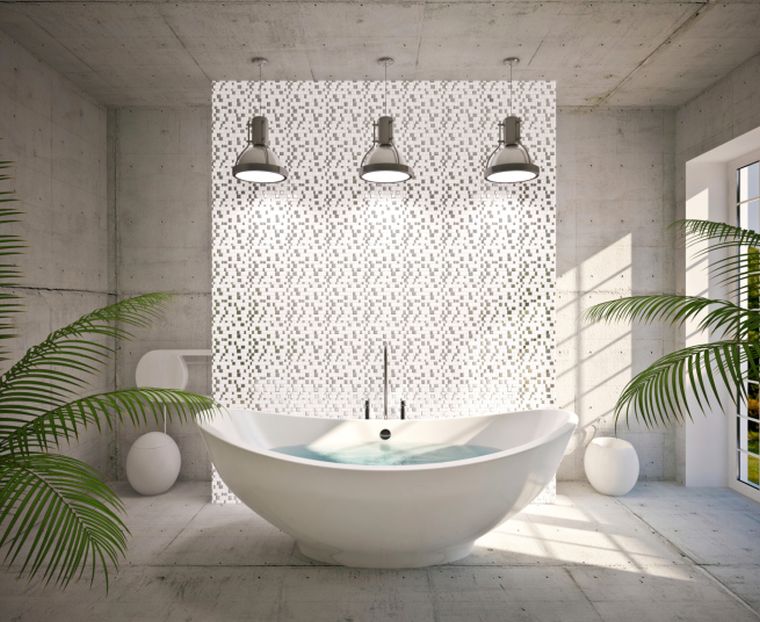 salle de bain gris et blanc decoration style industriel mur beton
