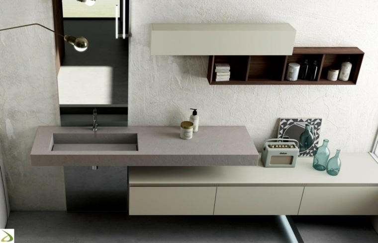 salle de bain couleur idée plan de travail mobilier bois