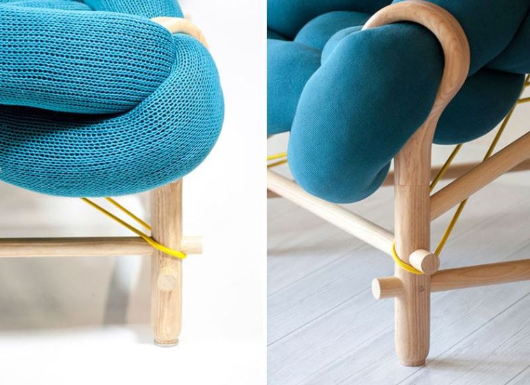 chaises bois textile tressée idée ameublement salon moderne