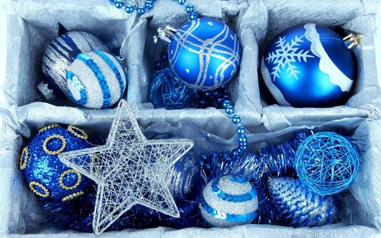 decoration noel boules pour arbre sapin blanc boules bleu