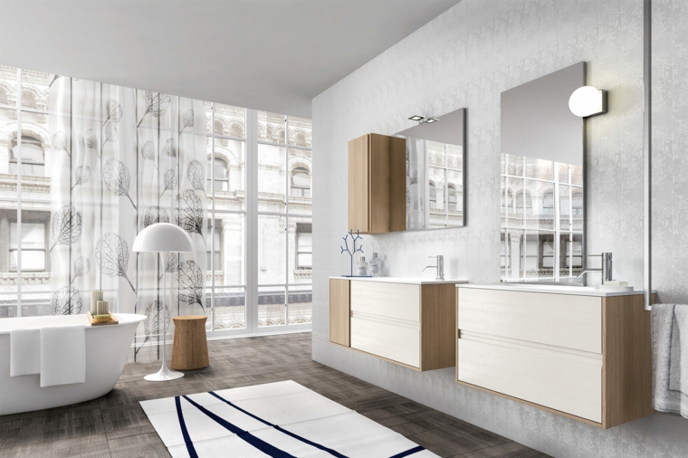 salle de bain design moderne idée intérieur tendance parquet sol luminaire
