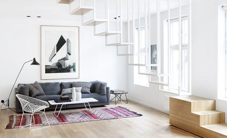 escalier gain de place interieur design nordique accent deco bois