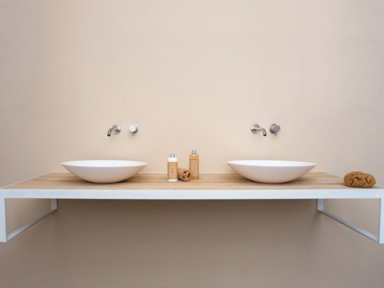 design vasque salle de bains idée plan de travail bois salle de bains