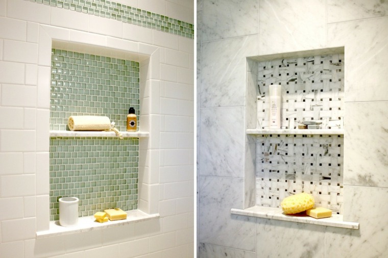 salle de bains idée rangement espace moderne tendance marbre